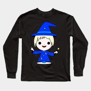 Cute Kawaii wizard with a magic wand Long Sleeve T-Shirt